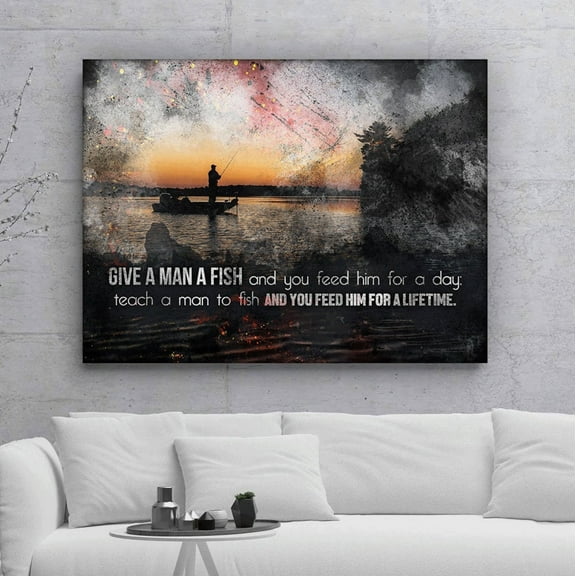 Fisherman Motivation Quote Wall Art Poster Man Cave Decor Fisher Father Sign, Fishing Bait Poster Fish Boat UNFRAMED Poster, 8x12