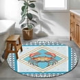 thumbnail image 4 of Blue Crab Nautical Large Area Rugs for Bedroom Living Room, Soft Non Slip Carpet Bedside Rug, Ocean Coastal Geometric Round Floor Cover Kitchen Accent Rug 4' for Dining Room/Office, 4 of 9