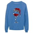 thumbnail image 2 of Innerwin Pullover Crew Neck Ladies Christmas Sweatshirt Daily Wear Long Sleeve Loose Fit Tops Blue XL, 2 of 3