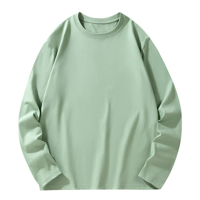 vdgthytj Mens Long Sleeve Shirts Fall Basic Solid Color Round Neck Pullover Shirt Plus Size Going out Tops
