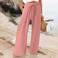 thumbnail image 1 of WILLBEST Pantalones Casuales para Mujer, Cintura Alta, Elásticos, Lisos, Pierna Ancha, Corte Holgado, Estilo Regular para Uso Diario Extra Grande, 1 of 4
