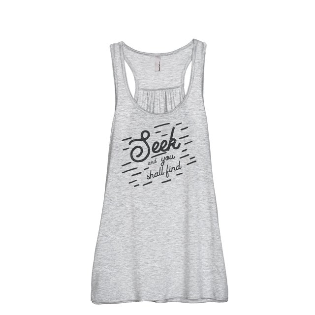 Thread Tank Seek You Shall Find Women's Sleeveless Flowy Racerback Tank Top Sport Grey 2X-Large
