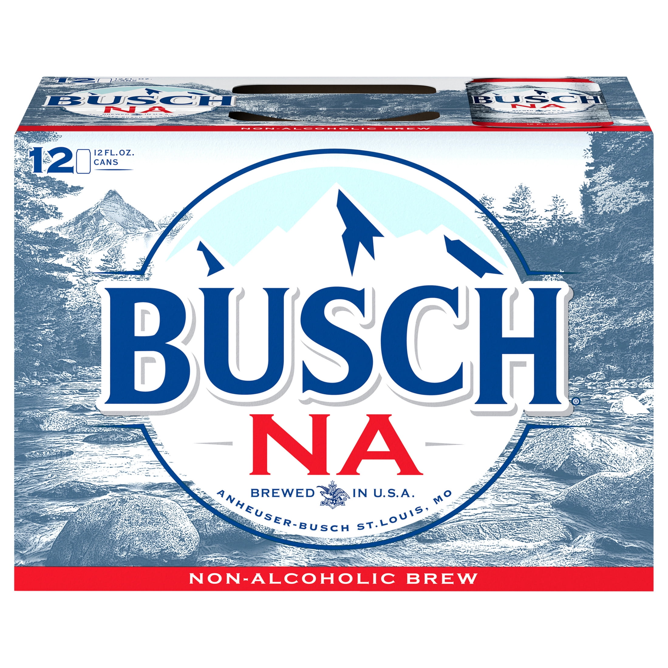 Busch Non Alcoholic American Lager Beer 12 pack 12 fl oz Aluminum Cans 0.5% ABV