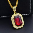 thumbnail image 3 of GKNET Inlaid Diamond Square Ruby Necklace Hip Hop Pendant Vintage Delicate Jewelry Accessor WY4-A1, 3 of 9