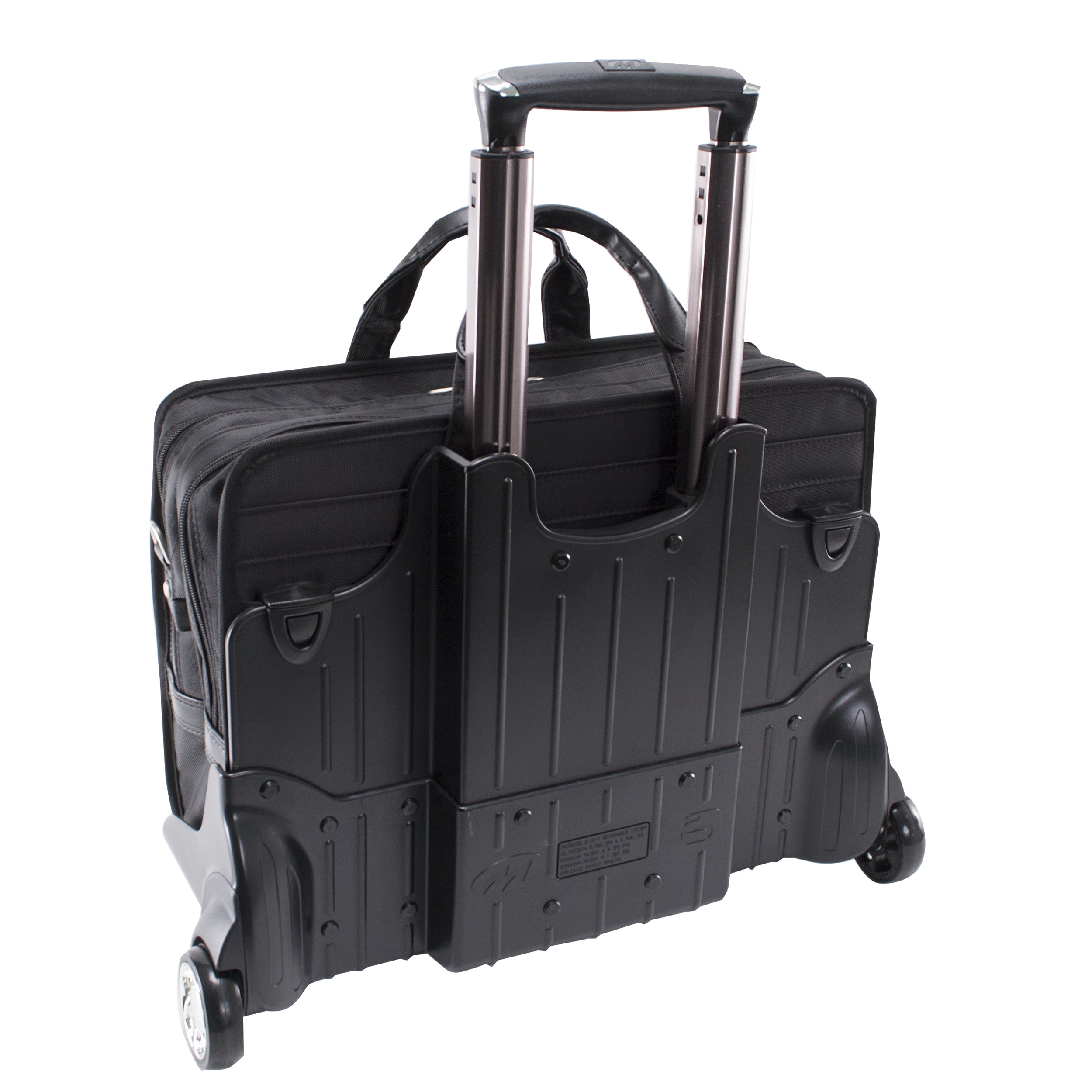 P Series | CLINTON | 17" Nylon Patented Detachable -Wheeled Laptop Briefcase - Black