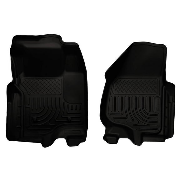 Husky Liners 18731 Weatherbeater Floor Mats Fit 2011-2012 Ford F-250/F-350/F-450 Crew/SuperCab w/o Foot Rest/Manual Transfer Case Front Row Liners 2pc Black