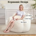 thumbnail image 5 of Lusimo Bean Bag Chair for Adults, Flower Shaped Bean Bag with Velvet Washable Cover, Large Bean Bag Sofa with Memory Foam, Non-slip Rubber Base for Bedroom, Living Room, Dorm, Beige, 5 of 10