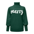 thumbnail image 4 of asdoklhq Christmas Long Sleeve Tops for Women Fall and Winter Christmas High Neck Sweater Loose Sleeves Over Knitted Female Green S, 4 of 5