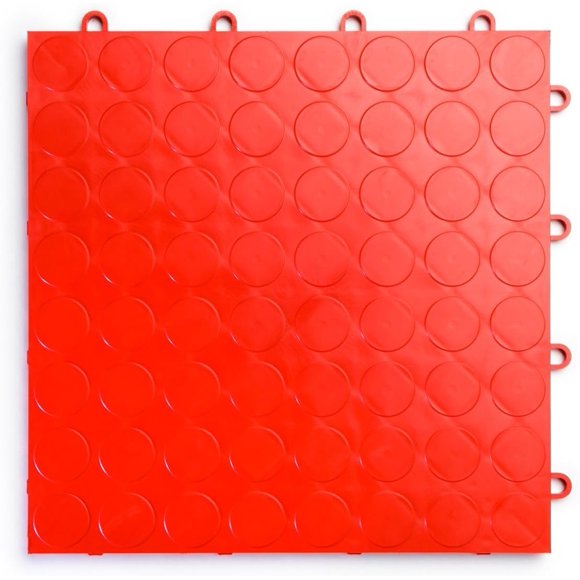 Big Floors Carrelage de Plancher de Garage Modulaire à Emboîtement en Copolymère Durable RaceDeck CircleTrac (Lot de 24), Rouge