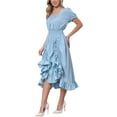 thumbnail image 4 of INSPIRE CHIC Victorian Dress for Women Renaissance Costume Smocked Waist Ruffle Midi Dress M Light Blue, 4 of 6