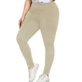 thumbnail image 3 of Plus Size Women's High Waist Yoga Pants Solid Color Workout Fitness Training Exercise Leggings, 3 of 7