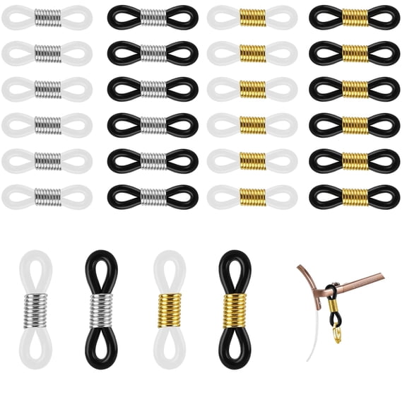 100Pcs Eyeglass Chain Ends, 4 Colors Adjustable Rubber Ends Connectors Anti-slip Strap Holder Chain Loops for Eye Glasses Holder Necklace Chain