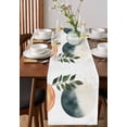 thumbnail image 4 of Boho Botanical Leaves Table Runner 120 Inches, Modern Abstract Art Stripe Circle Bed Runner Dresser Scarves Tabletop for Indoor Outdoor Parties/Ceremony/Banquet, 13"x 120", 4 of 8