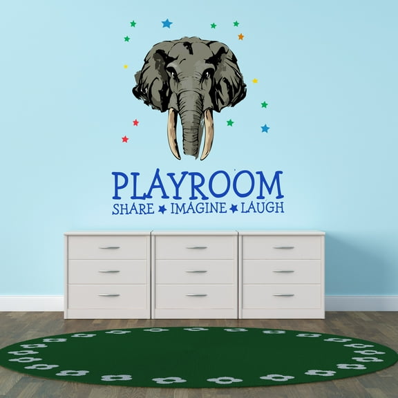 Animal Wall Decals for Boy's Bedroom - Elephant Head with Stars Wall Sticker Decal With Easy Installation Instructions Kid's Bedroom Décor Wall Sticker - Size: 9 In x 10 In