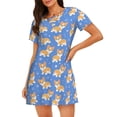 thumbnail image 1 of Disketp Kawaii Corgi para Camisón Corto de Manga Corta para Mujeres, Camisón Cómodo con Escote Redondo, Bonito y Confortable, 1 of 6