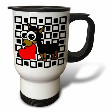 

3dRose Miniature Pinscher Has My Heart Travel Mug 14oz Stainless Steel
