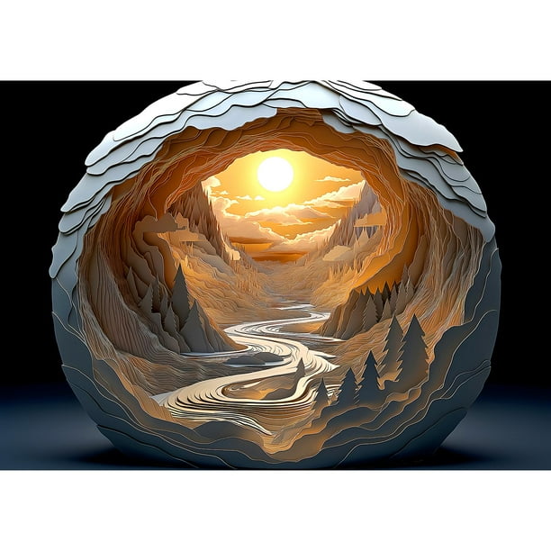 Puzzle Blueforest 3D Visual Dawn dentro de una cueva de 1000 piezas