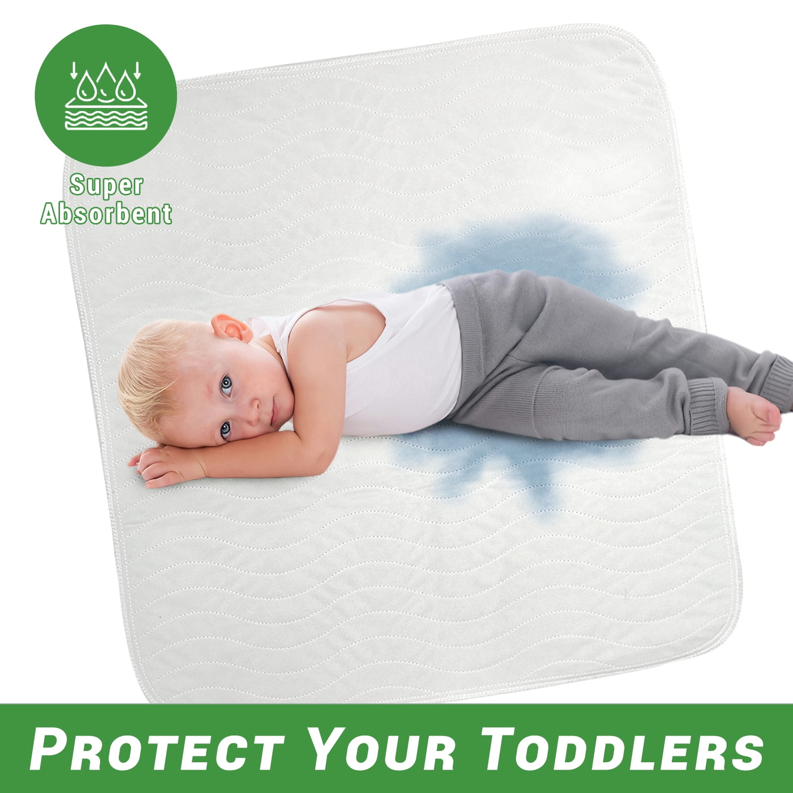 Gogreen Waterproof Reusable Underpads, 4-Layer Heavy Absorbency & Quilted Washable Pads for Kid, Adult, Elderly & Pet, Bedwetting Incontinence Pad for Bed, Sofa, Floor, Couch (34" x 36", Pack of 4)