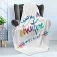 thumbnail image 4 of Adventure Soft Flannel Fleece Throw Blanket, Colorful Calligraphic Design with Abstract Mountains and Arrow Journey, Cozy Plush for Indoor and Outdoor Use, 70" x 90", Multicolor, by Ambesonne, 4 of 5
