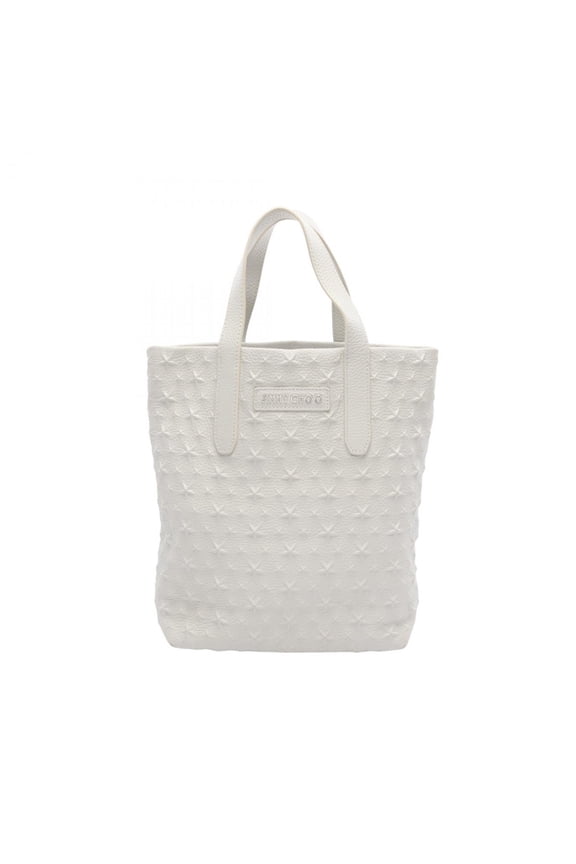 Pre-Owned JIMMY CHOO SOFIA N/S Star Embossed Tote Bag, Leather, Women's, White (Good)