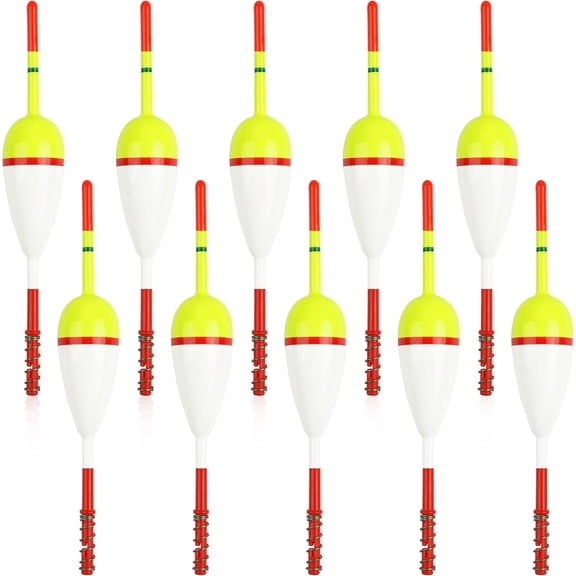 10pcs Wood Slip Bobbers Fishing Floats and Bobbers Spring Oval Stick Slip Floats for Crappie Fishing