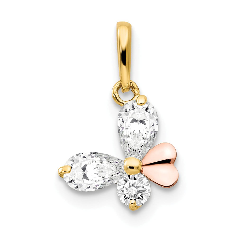 Details about   Real 14kt Yellow and Rose Gold CZ Children's Cross Heart Pendant