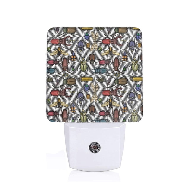 Fotbe Bright Insects Luz Nocturna LED, Luz de Noche con Sensor de Luz Natural de Anochecer a Amanecer, Se Enchufa a la Pared, Blanco Cálido 0.5W-US