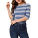 thumbnail image 1 of Camisetas de rayas para mujer Inspire Chic, corte ajustado, mangas de codo, cuello barco, T-shirt M gris azul, 1 of 6