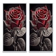 thumbnail image 2 of Designart "Red and Gray Blossoming Rose I" Floral Framed Wall Art Set Of 2 - Traditional Pink Framed Canvas Set For Living Room Decor, 2 of 6