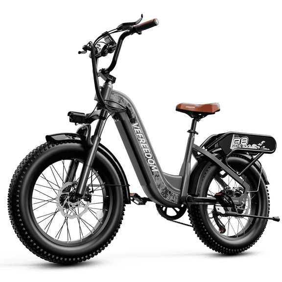 vefreedom Electric Bike for Adults with Peak 500W Motor, 48V 20Ah Removable Battery Fast Ebike,20" x4.0 Fat Tire Commuting Electric Mountain Bike,7-Speed, Step-Thru Bicycle
