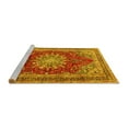 thumbnail image 2 of Ahgly Company Machine Washable Indoor Round Medallion Yellow Traditional Area Rugs, 4' Round, 2 of 4