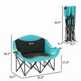 thumbnail image 4 of Outsunny Padded Folding Camp Chair for Adults  Double Camping Chairwith Armrests  Cup Holders  Carry Bag for Outdoor  Green, 4 of 5