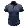 thumbnail image 1 of Camisetas Mens Beefy Muscle Color Sólido Turndown Collar Blusa Top, Camisetas de Manga Corta para Hombre, 1 of 6