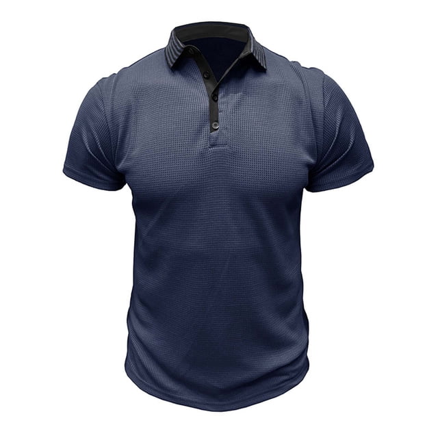 Chemises pour Hommes, T-Shirt Blouse Basique à Manches Courtes pour Hommes Musclé Robuste Uni Haut T-Shirt Blouse à Manches Courtes Col Rabattu Chemise