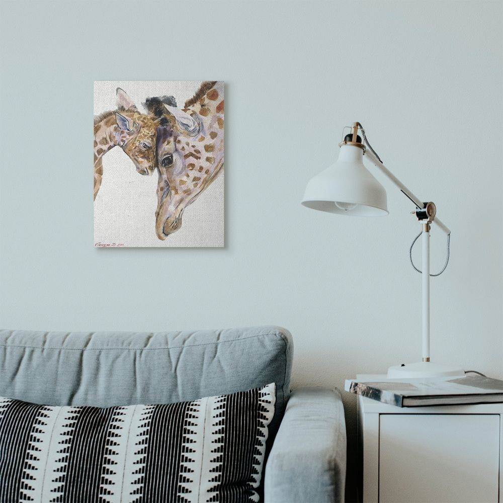 Stupell Industries Baby Giraffe Family Animal Watercolor Painting Canvas Wall Art by George Dyachenko