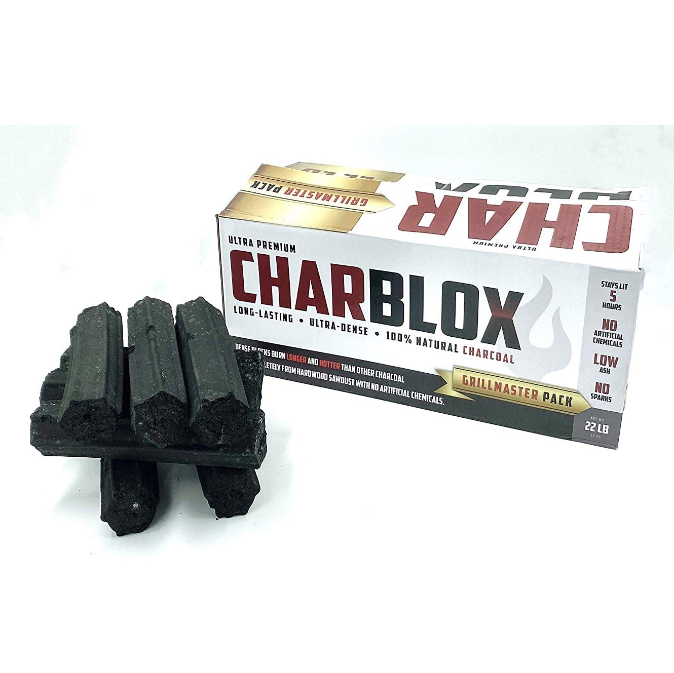 CHARBLOX TEC-00002 Lasting Premium Natural Wood Grilling Charcoal Logs 22 Lbs 