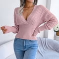thumbnail image 2 of Aayomet Cardigan For Women Womens Turtleneck Sweaters Lantern Long Sleeve Cable Knit Pullover Sweater Soft Jumper Tops,Pink S-XXL, 2 of 5