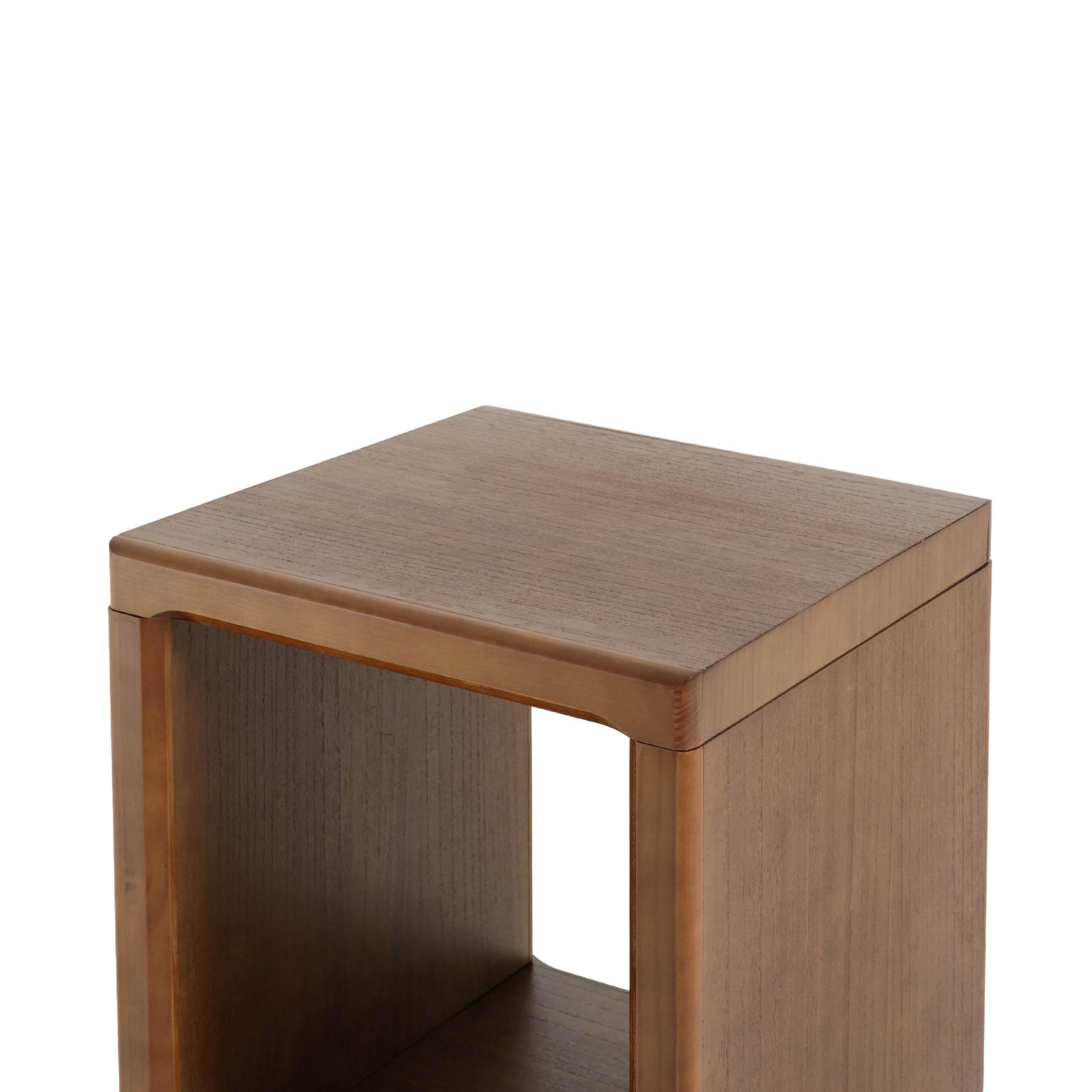 Christopher Knight Home Mid-Century Cube Accent Side Table with Open Storage Shelf, Walnut Finish