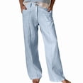 thumbnail image 2 of Kelon Women's Casual Pants, Women Cotton Linen Wide Leg Pants High Waisted Spring Summer 2026 Business Casual Outfits Slacks Trousers Dressy Palazzo Pants Pockets, S, 2 of 6
