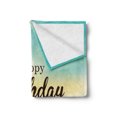 thumbnail image 2 of Birthday Soft Flannel Fleece Throw Blanket, Sincere Greeting Message on a Blurred Background Celebration Theme, Cozy Plush for Indoor and Outdoor Use, 50" x 60", Turquoise Green Yellow, by Ambesonne, 2 of 5