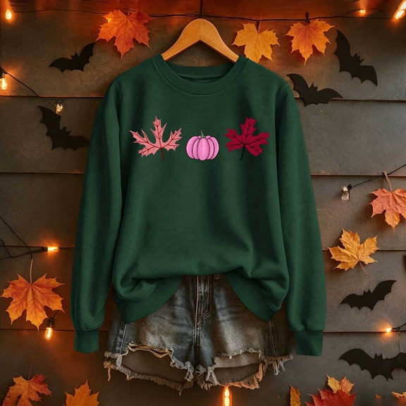 Molidfa Women’s Fall Pumpkin Leaf Floral Sweatshirt