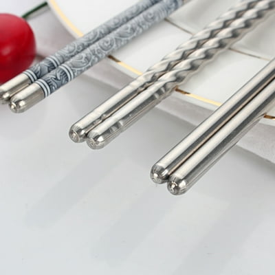 5 Pairs Anti-skip Stainless Steel Chopsticks Metal Non-slip Chinese Chopsticks Home Kitchen Dinner Tool