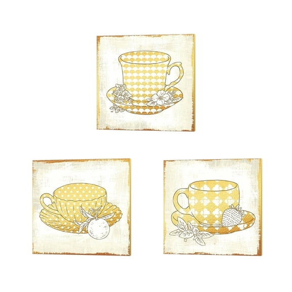 Metaverse Cleonique Hilsaca 'Darjeeling White Tea, Earl Grey Tea & Strawberry Green Tea' Canvas Art (Set of 3)