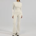 thumbnail image 4 of VISALY Women's 2 Piece Tracksuit Sets Long Sleeve Zipper Jacket with Athletic High Waist Flare Long Leggings Slim Fit Casual Sport Workout Outfit Athleisure Tracksuit Jogger Loungewear Set Beige L, 4 of 8