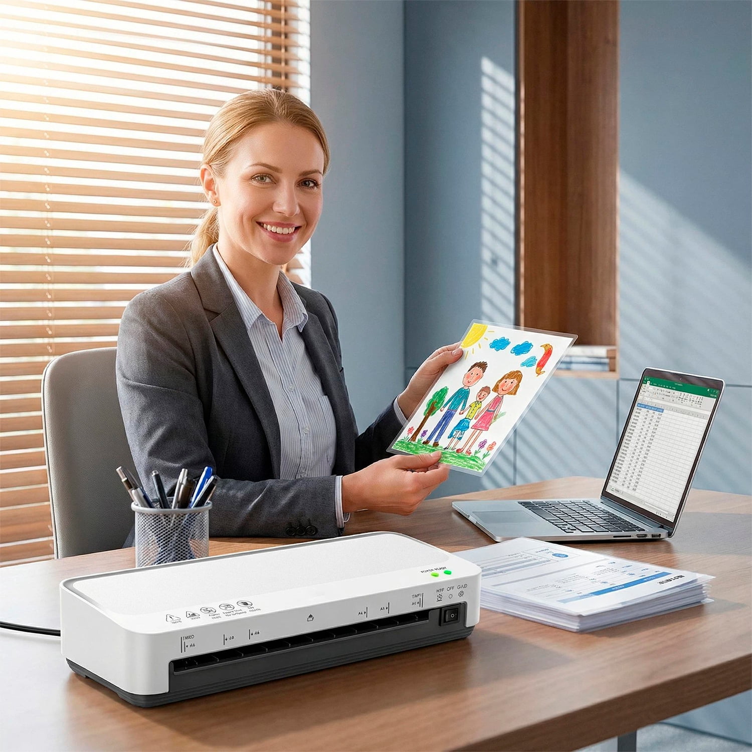 Beloadence Laminator Machine, A4 Laminators Hot & Cold with 15 Laminating Sheets and Trimmer, 13 Inch Laminating Machine for Office, School, Business and Home