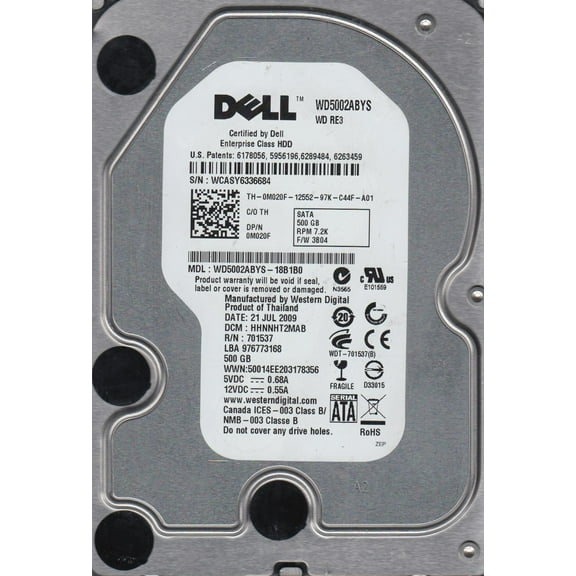 WD5002ABYS-18B1B0, DCM HHNNHT2MAB, Dell 500GB SATA 3.5 Hard Drive