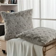 thumbnail image 2 of Home Soft Things Serenta Jacquard Rabbit Faux Fur Throw Pillow Covers 2 Piece Set, 26" x 26", Grey, 2 of 5