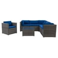 thumbnail image 1 of CorLiving Parksville 7-Piece Resin Wicker Rattan and Galvanized Steel Patio Sectional Set with Extra Armchair, Cushions, and Square Coffee Table, Expandable, Outdoor Conversation Set, 1 of 9