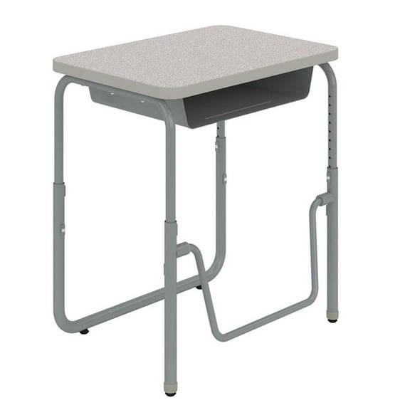 AlphaBetter 2.0 Height Adjustable Student Desk Pendulum Bar & Book Box in Gray