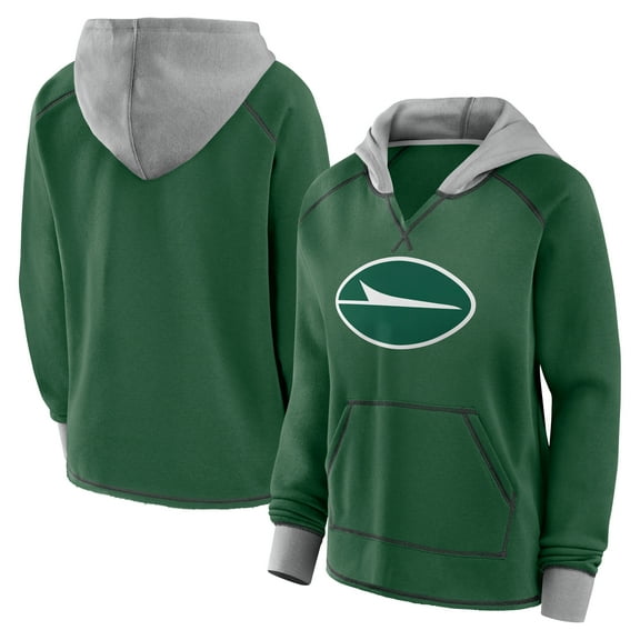 Women's Logo Athletic Green New York Jets Boom Fleece Pullover V-Neck Hoodie